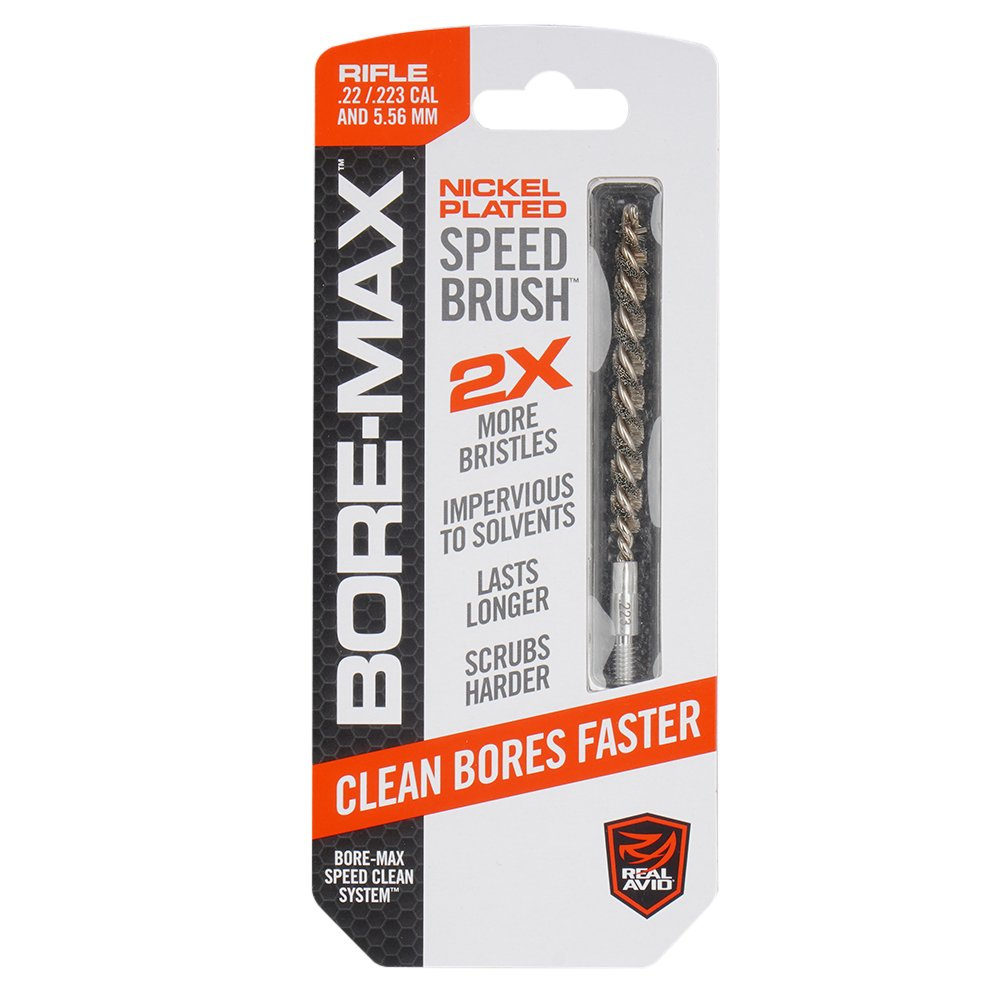 Bore-Max Speed Brush to profesjonalna szczotka do czyszczenia luf broni kalibru .22/.223/5,56. Szczotka wykonana z pokrytego niklem włosia z brązu fosforowego, posiada dwukrotnie większą gęstość włosia co zapewnia dokładniejsze i szybsze czyszczenie lufy. Bore-Max Speed Brush jest przy tym odporna na chemiczne środki czyszczące do broni. Cechy: Przystosowana do kalibru lufy .22/.223/5,56 mm Zwiększona gęstość - LifeGun.pl Real Avid - Szczotka do czyszczenia broni Bore-Max Speed Brush - .22/.223/5,56 mm - AVBMSB223-1