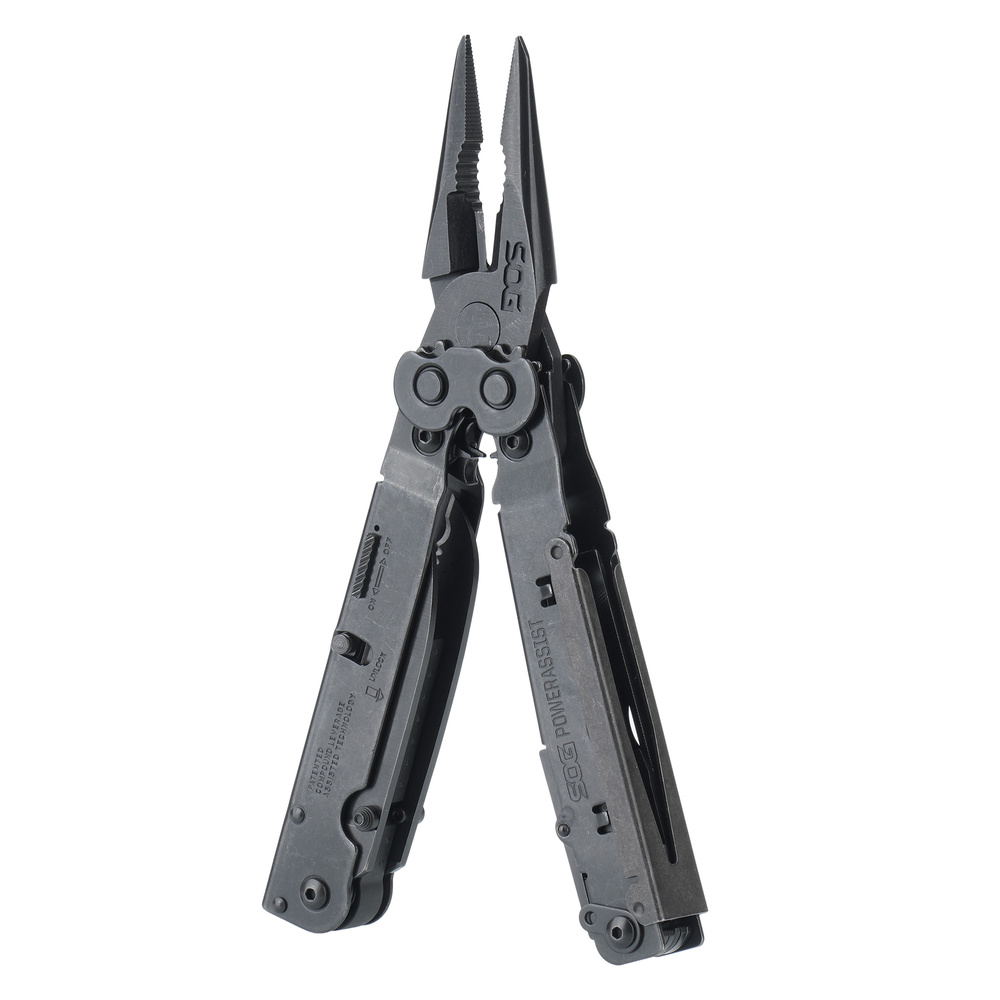 SOG PowerAssist B66N-CP został zaprojektowany dla wymagających użytkowników potrzebujących wytrzymałego narzędzia wielofunkcyjnego. Korpus multitoola wykonano ze stali nierdzewnej 420, co zapewnia wysoką wytrzymałość i odporność na korozję. Powierzchnia pokryta oksydowaną powłoką zwiększa trwałość i chroni przed uszkodzeniami. Dzięki technologii SOG Assisted Technology możliwe jest szybkie otwieranie ostrzy jedną ręką. Multitool wyposażony został w 16 przydatnych - LifeGun.pl SOG - Multitool PowerAssist B66N-CP - 420 - 16 narzędzi - Czarny - B66N-CP-1