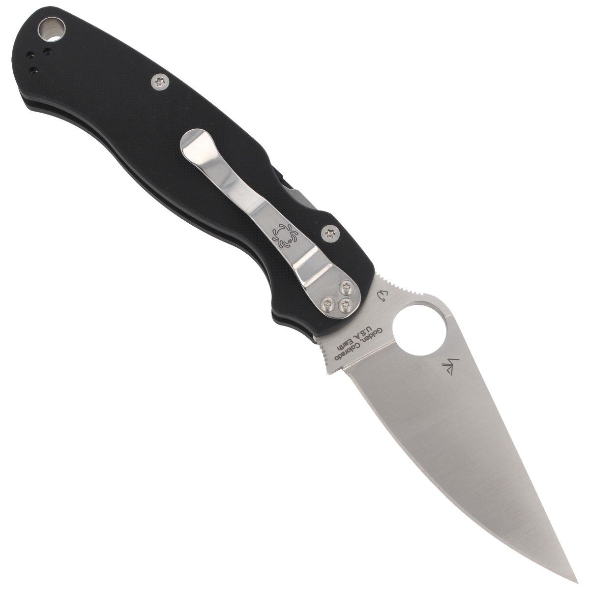 Para Military 2 G-10 Black druga generacja kultowego noża Spyderco - kompaktowej wersji folderu Military. Udoskonalony technicznie: poprawiona ergonomia rękojeści, wydłużony czubek ostrza, blokada Compresion-Lock, powiększony otwór na linkę. Made in USA.. - LifeGun.pl Nóż składany Spyderco Para Military 2 G-10 Black Plain (C81GP2)-3