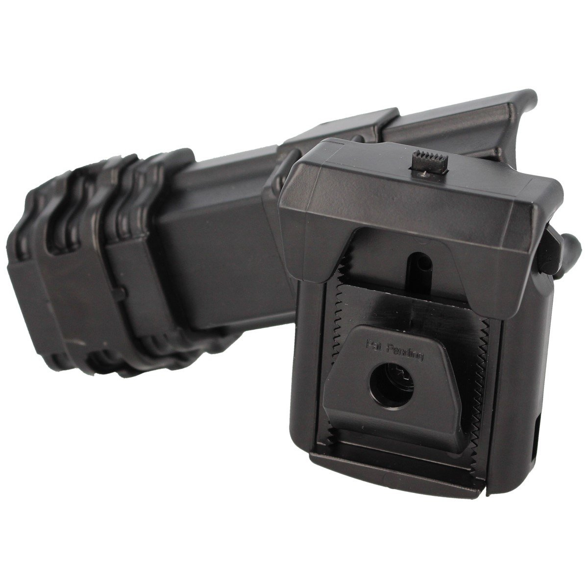 SuperHolder SH-021 profesjonalne obrotowe etui firmy ESP do przenoszenia pałek teleskopowych o długości 16", 18", 21" z rozsuwanym mocowaniem na pas typu UBC-01. Konstrukcja umożliwia obrót uchwytu o pełne 360° oraz blokowanie kabury w 16 pozycjach. - LifeGun.pl Uchwyt obrotowy ESP na pałkę teleskopową 16''-21'' z mocowaniem UBC-01 (SH-021)-3