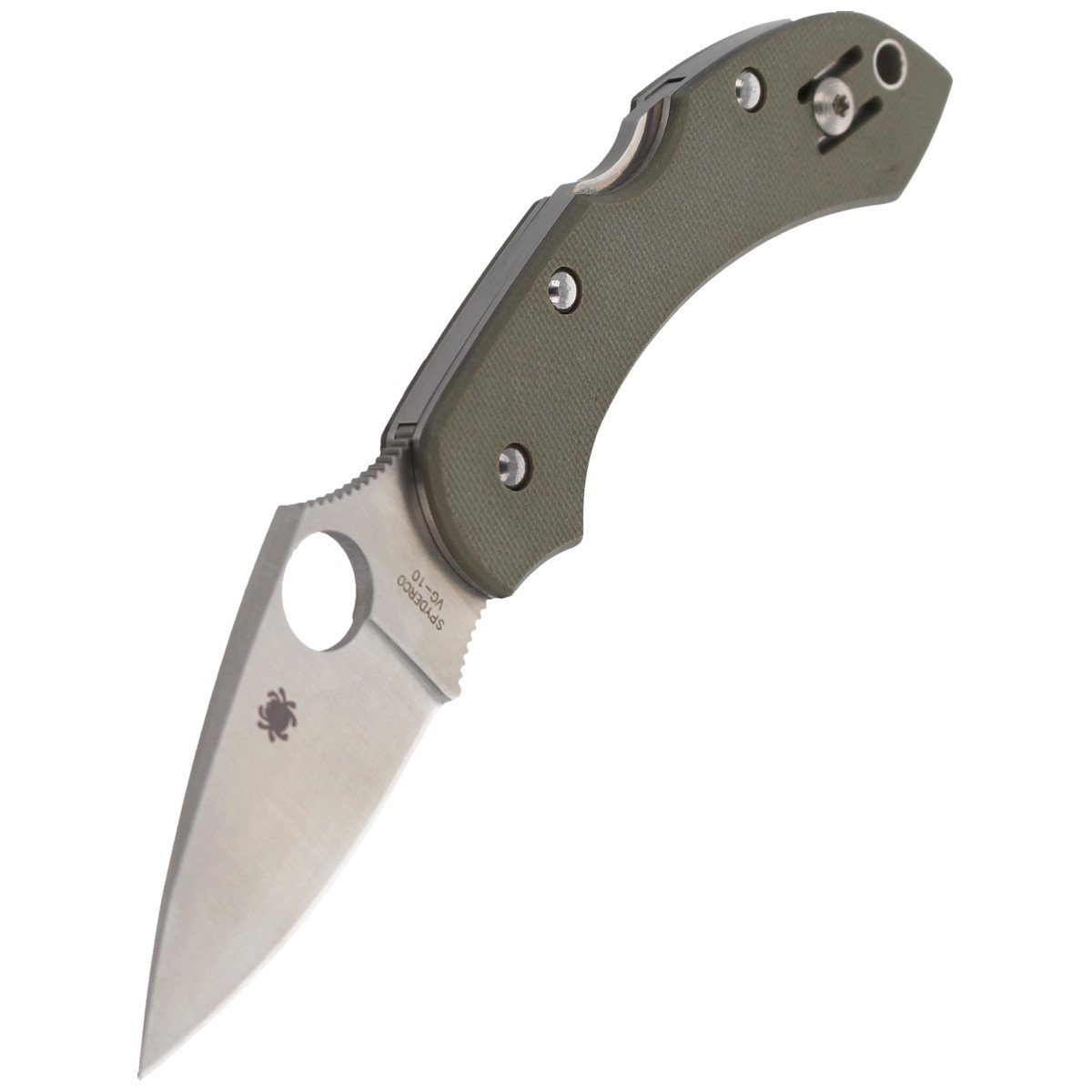 DragonFly Foliage Green G-10 Satin kompaktowy folder EDC z podciętą głownią zwiększającą panowanie nad nożem. Dzięki doskonałej ergonomii chwytu doskonale leży w dłoni wrażenie pracy większym nożem. Głownia Leaf-Shaped ze stali VG-10. Rękojeść G-10, klips - LifeGun.pl Nóż składany Spyderco Dragonfly Folige Green G-10, Satin Plain V-10 (C28GPFG)-5