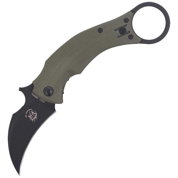 Nóż składany FOX Karambit Black Bird by Bastinelli G10 OD Green, Black Idroglider (FX-591 OD)-7