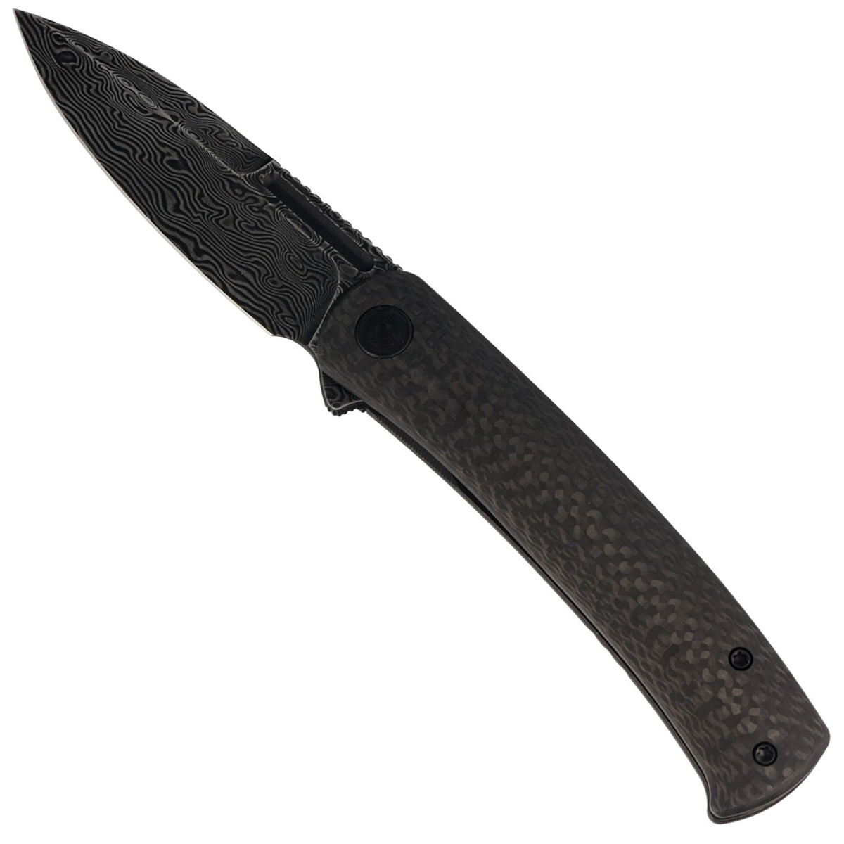 Cetos Twill Carbon Fiber, Black Damascus smukły folder, który możesz otworzyć za pomocą wyfrezowanego obustronnego nail nick lub płetwy flippera, Wyjątkowy nóż EDC oferujący doskonały stosunek jakości do ceny, z ergonomiczną rękojeścią pasującą do ręki. - LifeGun.pl Nóż składany Civivi Cetos Twill Carbon Fiber / Stainless, Damascus (C21025B-DS1)-5