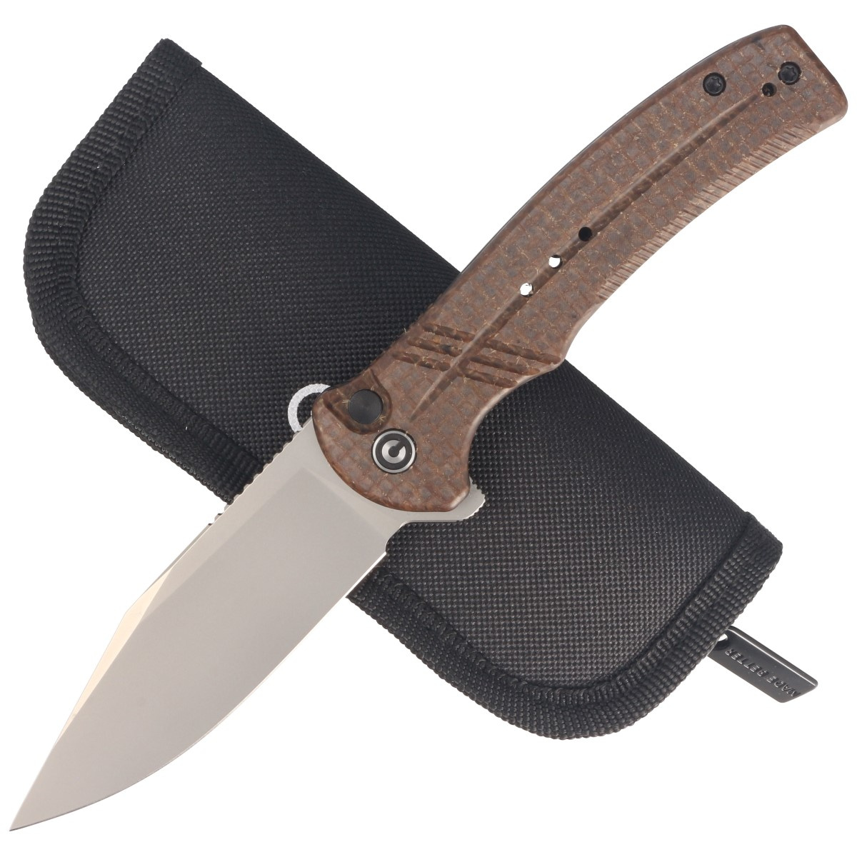 Cogent Brown Micarta, Silver Bead Blasted niesamowity folder EDC. Głownia Clip Point ze stali Sandvik 14C28N otwierana grawitacyjnie lub za pomocą szybkiej płetwy Flippera. Okładziny z micarty. Doskonały stosunek ceny do jakości. Bestseller! - LifeGun.pl Nóż składany CIVIVI Cogent Brown Micarta, Silver Bead Blasted 14C28N (C20038D-6)-4