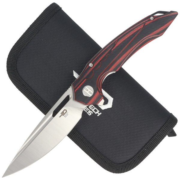 Nóż składany Bestech Ornetta Carbon Fiber / Red G10, Stonewash / Satin N690 by Kombou (BL02B)-4