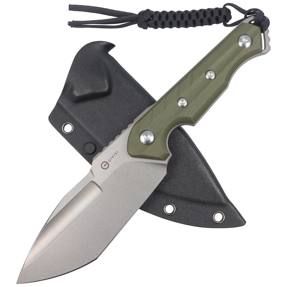 Maxwell OD Green G10, Stonewashed, duży nóż ze stałą głownią typu spear point. Fabryczna wersja customowego noża Lontre, zaprojektowana przez polskiego knifemakera, Macieja Torbe. Doskonale sprawdzi się jako nóż taktyczny czy outdoorowy! - LifeGun.pl Nóż Civivi Maxwell OD Green G10, Stonewashed D2 by Maciej Torbé (C21040-2)-2