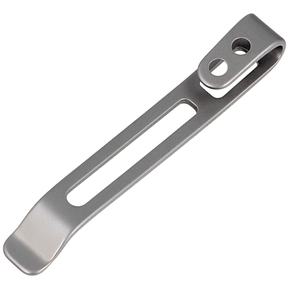 CA-05B, klips typu deep carry z pogłębionymi otworami na śruby, wykonany ze stali nierdzewnej w kolorze srebrnym. Pasuje do noży WE i Civivi, do wszystkich modeli z odpowiednim rozstawem otworów mocujących. Rozmiar 50.0 mm x 6.8 mm. - LifeGun.pl Klips Civivi Deep Carry Stainless Steel (CA-05B-V1)-2