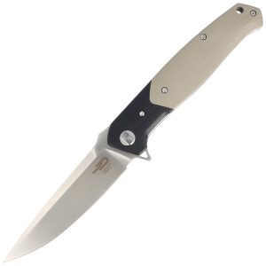 Nóż składany Bestech Swordfish Black / Beige G10, Satin D2 (BG03B)-1