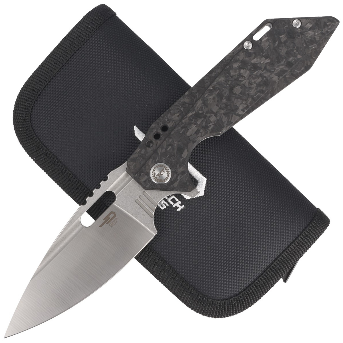 Nóż składany Bestech Shodan Grey Titanium / Carbon Fiber, Stonewash / Satin CPM S35VN by Todd Knife and Tool (BT1910C)-2
