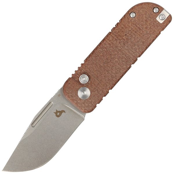 Nóż składany BlackFox NU-Bowie Brown Burlap Micarta, Coarse Stone Washed D2 by Keanu Alfaro (BF-758-MIB)-1