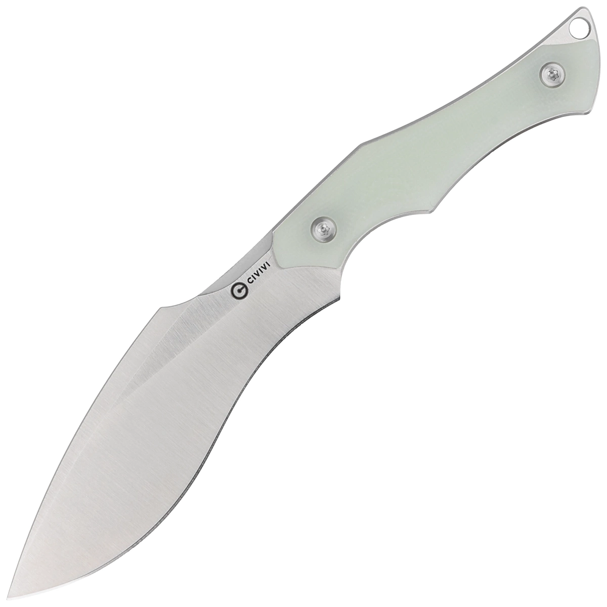 Vaquita II Natural G10, Satin, nieduży nóż EDC o stałym ostrzu projektu Nate'a Matlacka. Kształt ostrza nawiązujący do kukri ze stali Nitro-V, rękojeść z G10. Pochwa z kydexu, z możliwością mocowanie do pasa, łańcuszek kulkowy do zawieszenia na szyi. - LifeGun.pl Nóż Civivi Vaquita II Natural G10, Satin Nitro-V by Nate Matlack (C047C-2)-1