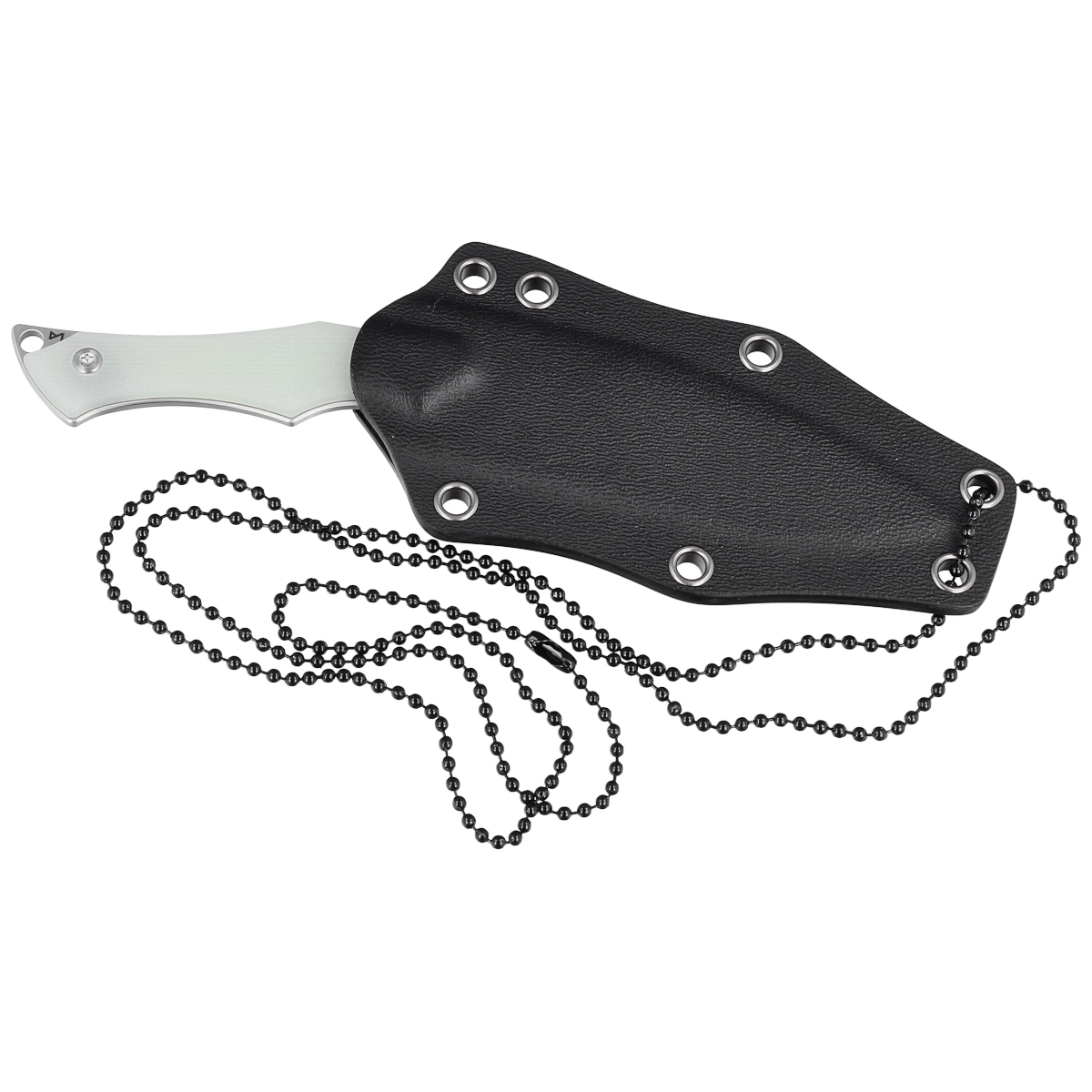 Vaquita II Natural G10, Satin, nieduży nóż EDC o stałym ostrzu projektu Nate'a Matlacka. Kształt ostrza nawiązujący do kukri ze stali Nitro-V, rękojeść z G10. Pochwa z kydexu, z możliwością mocowanie do pasa, łańcuszek kulkowy do zawieszenia na szyi. - LifeGun.pl Nóż Civivi Vaquita II Natural G10, Satin Nitro-V by Nate Matlack (C047C-2)-3