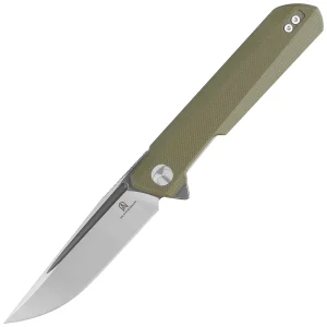 Nóż składany Bestechman Dundee OD Green G10, Grey Titanized / Satin D2 by Ostap Hel (BMK01E)-1