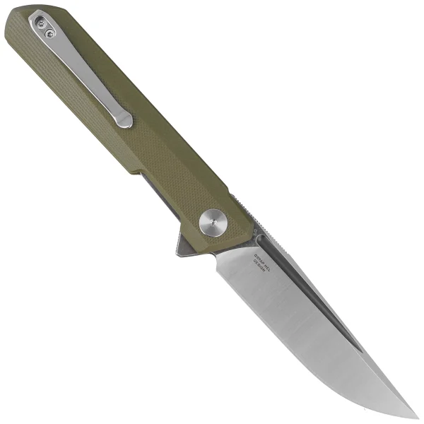 Nóż składany Bestechman Dundee OD Green G10, Grey Titanized / Satin D2 by Ostap Hel (BMK01E)-2