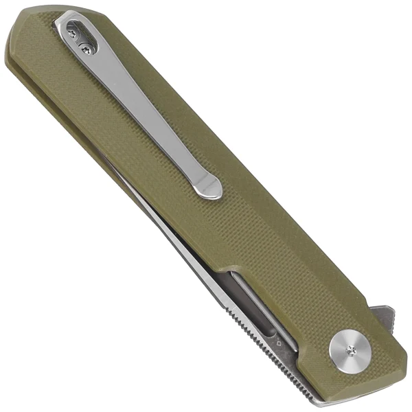 Nóż składany Bestechman Dundee OD Green G10, Grey Titanized / Satin D2 by Ostap Hel (BMK01E)-4