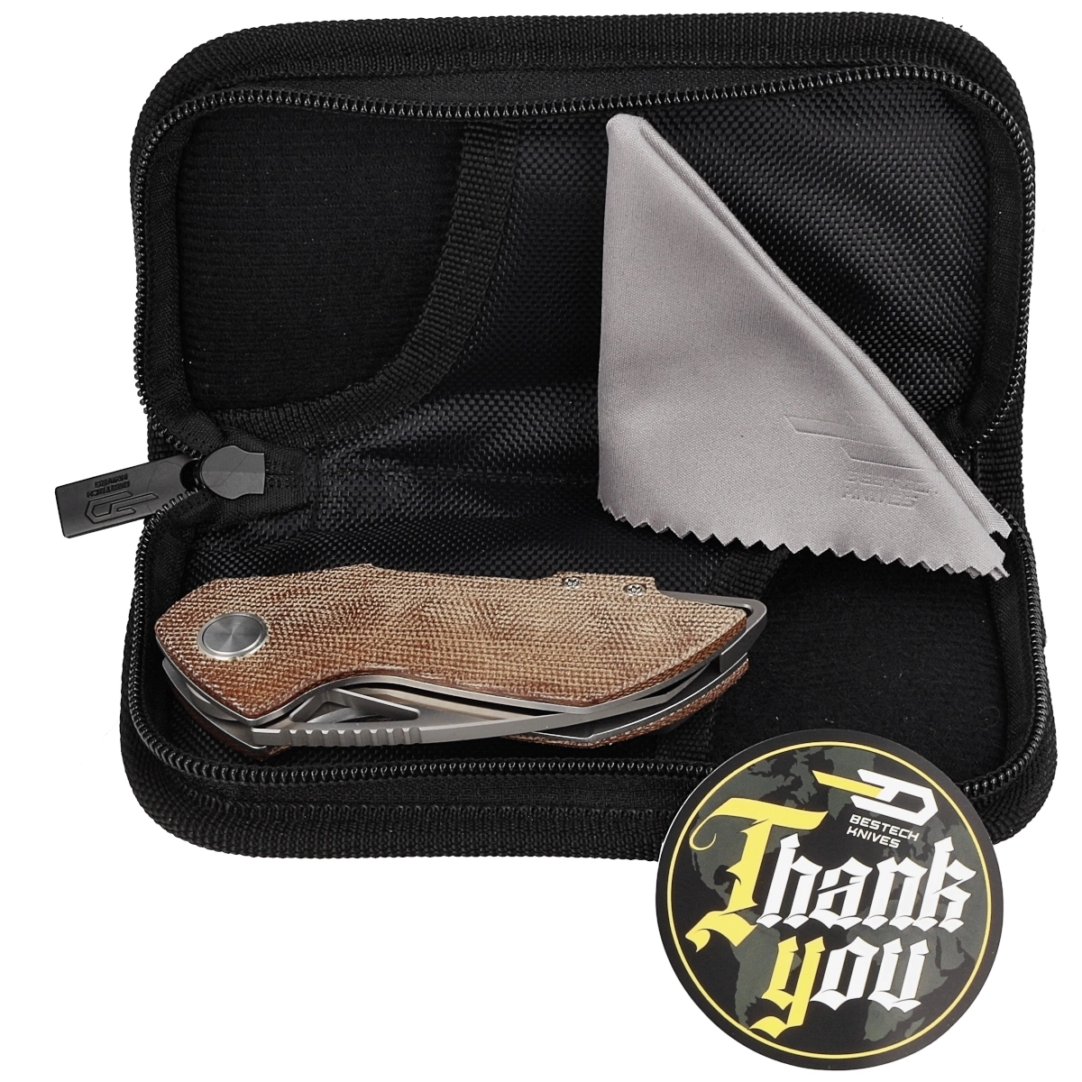 Nóż składany Bestech Riverstone Natural Canvas Micarta, Satin 154CM by Frank Grissom (BL03E)-4