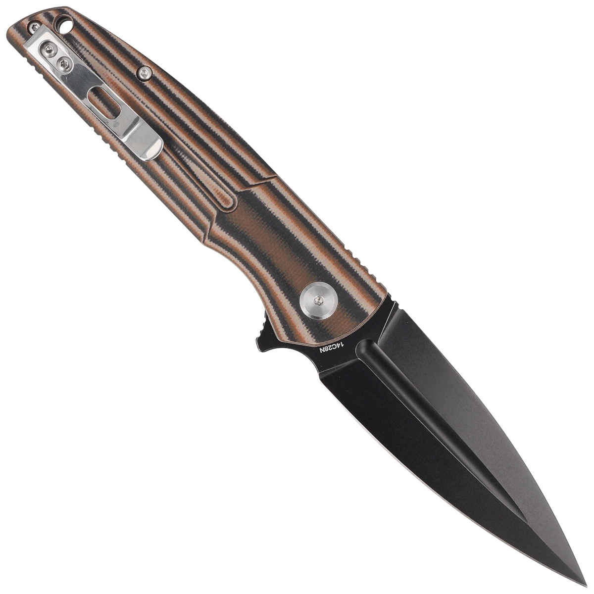 Nóż składany Bestech Fin Black / Orange / Beige G10, Black Stonewashed 14C28N (BG34C-3)-2
