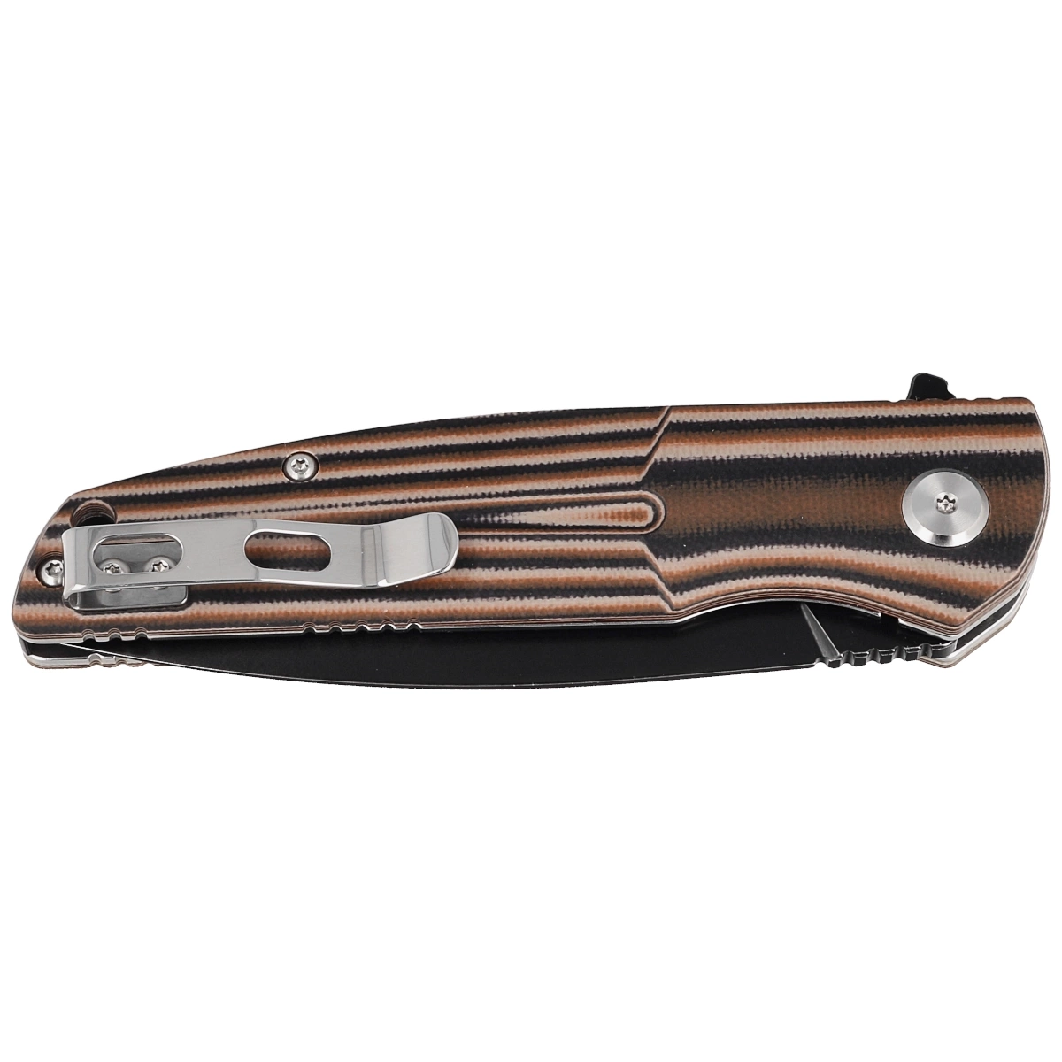 Nóż składany Bestech Fin Black / Orange / Beige G10, Black Stonewashed 14C28N (BG34C-3)-4