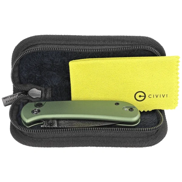 Nóż składany Civivi Qubit Green Aluminum, Black Damascus (C22030E-DS1)-2
