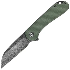Nóż składany Civivi Elementum Wharncliffe Green Canvas Micarta, Black Hand Rubbed Damascus (C18062AF-DS1)-1