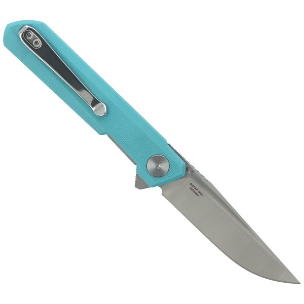 Nóż Bestechman Mini Dundee Tiffany Blue G10, Stonewashed / Satin D2 by Ostap Hel (BMK03C)-3