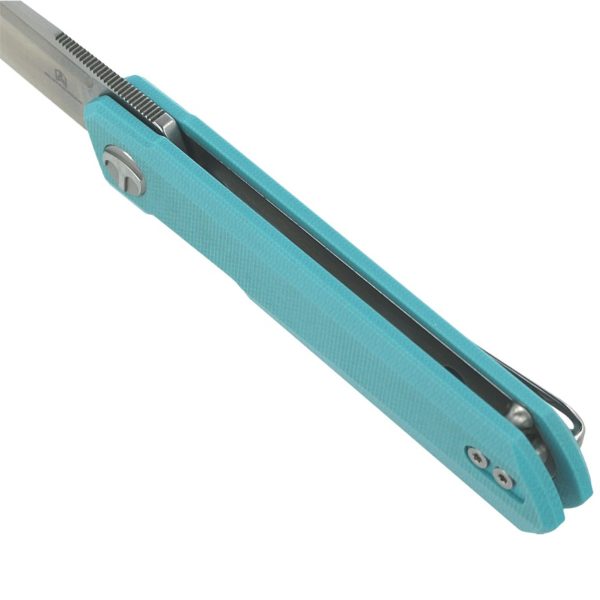 Nóż Bestechman Mini Dundee Tiffany Blue G10, Stonewashed / Satin D2 by Ostap Hel (BMK03C)-4
