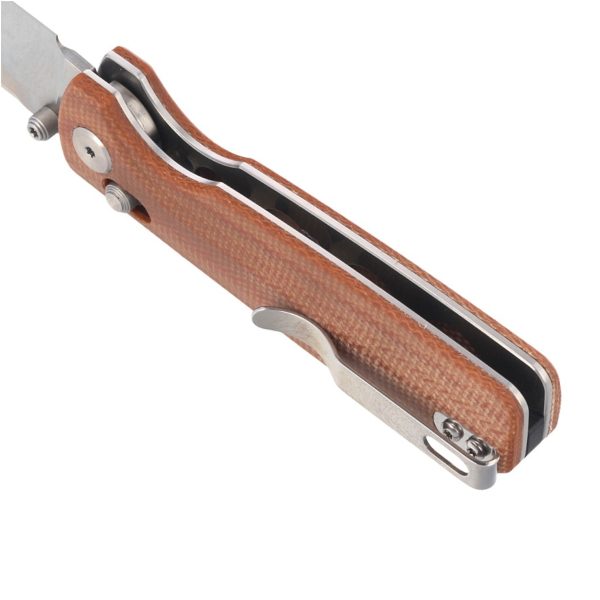 Nóż składany Bestech Slasher Natural Micarta, Satin D2 (BG43D)-5