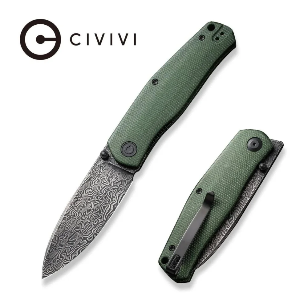 Nóż składany Civivi Sokoke Green Canvas Micarta, Black Hand Rubbed Damascus by Ray Laconico (C22007-DS2) 1 Nóż składany Civivi Sokoke Green Canvas Micarta, Black Hand Rubbed Damascus by Ray Laconico (C22007-DS2)