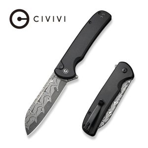Nóż składany Civivi Chevalier II Black Aluminium, Black Damascus (C20022B-DS1)-1