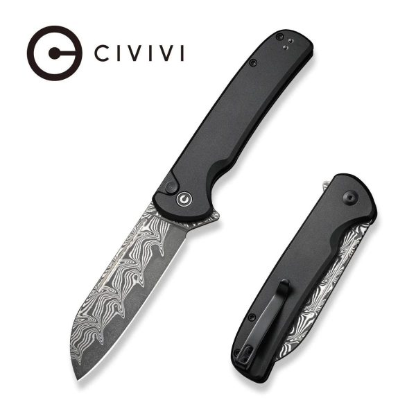Nóż składany Civivi Chevalier II Black Aluminium, Black Damascus (C20022B-DS1)-1