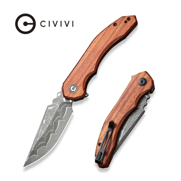 Nóż składany Civivi Bluetick Guibourtia Wood, Damascus by Bryan Montalvo (C23050-DS1)-1