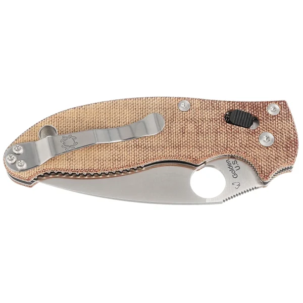 Nóż składany Spyderco Manix 2 Brown Canvas Micarta, Satin CPM Cru-Wear by Eric Glesser (C101MPCW2)-2