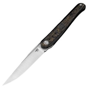 Nóż składany Bestech Spear Phisher Black Titanium/Dark Matter Gold Fat Carbon, Hand Rubbed Satin M390 by Todd Knife and Tool (BT2405D)-1