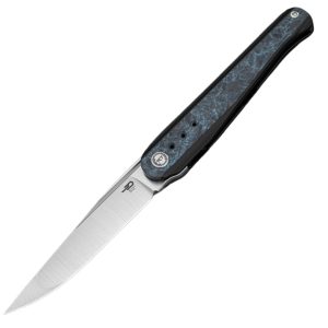 Nóż składany Bestech Spear Phisher Black Titanium/Blue CF, Hand Rubbed Satin M390 by Todd Knife and Tool (BT2405C)-1