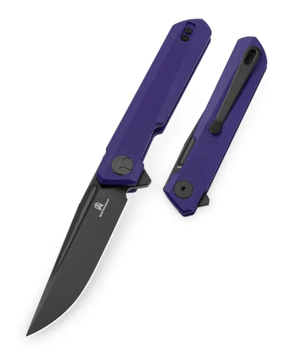 Nóż składany Bestechman Mini Dundee DD Purple G10, Black PVD D2 by Ostap Hel (BMK08D)-1
