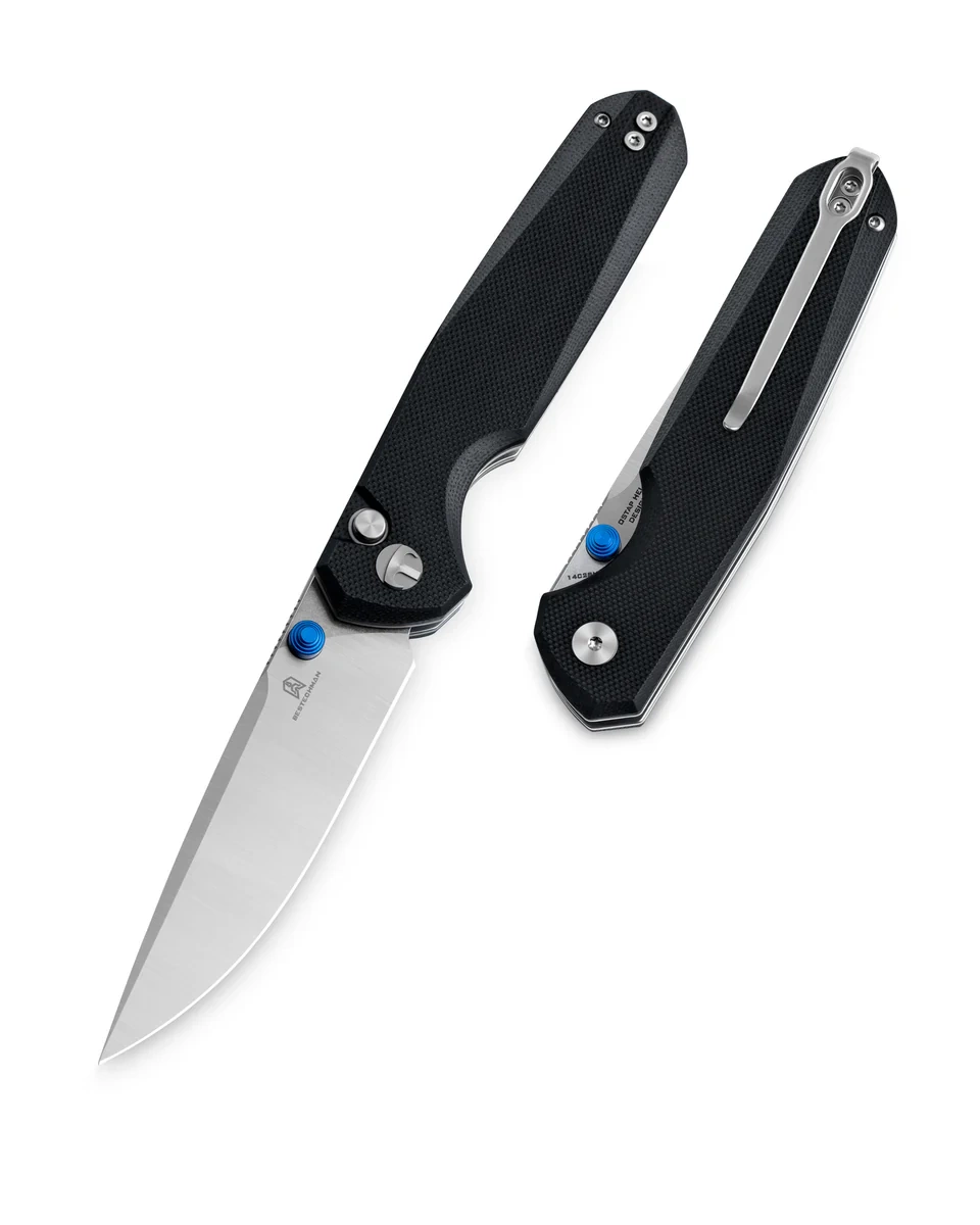 Velix Black G10, Stonewashed/Satin kompaktowy nóż składany EDC, projekt polskiego knifemakera Ostapa Hela. Uniwersalna głownia ze stali nierdzewnej Sandvik 14C28N. Wygodna rękojeść z kompozytu G10, intuicyjna blokada button lock. - LifeGun.pl Nóż składany Bestechman Velix Black G10, Stonewashed/Satin 14C28N by Ostap Hel (BMK07A)-1