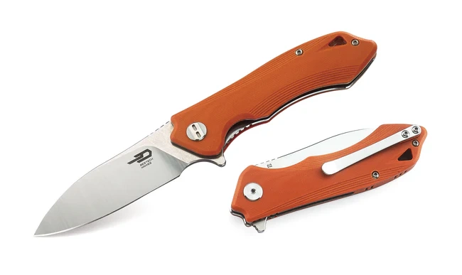Nóż składany Bestech Beluga Orange G10, Stonewashed/Satin D2 (BG11E-2)-1