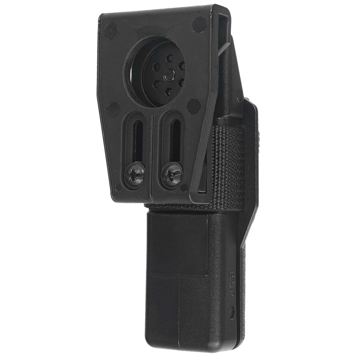 Profesjonalny uchwyt obrotowy ESP BH-34-HL na pałkę teleskopową z systemem szybkiego wypięcia Quick Change. Umożliwia przenoszenie pałki w dowolnej pozycji, zapewniając komfort i elastyczność użytkowania. - LifeGun.pl Uchwyt obrotowy ESP na pałkę teleskopową 16'', 18'', 21'' z rękojeścią HL, mocowanie UBC-03 (BH-34-HL)-4