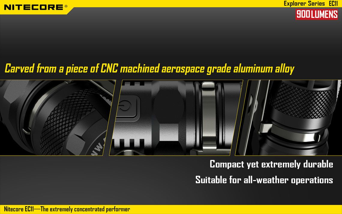 Światło S.O.S.: Tak | Maksymalny czas pracy (godz.): 20 | Zasięg wiązki światła (m): 190 | Waga bez baterii (g): 45.3 | Ładowarka w zestawie: Nie | Futerał: Tak | Wodoodporność: Tak | Kolor: Czarny | Baterie (kompatybilne): 1 x CR123A | Długość całkowita (mm): 75 | Średnica głowicy (mm): 25 | Źródło światła: Dioda LED CREE XM-L2 U2 | Światło stroboskopowe: tak | Moc światła (L): 900 - LifeGun.pl Latarka Nitecore LED EC11 900 lumenów-16