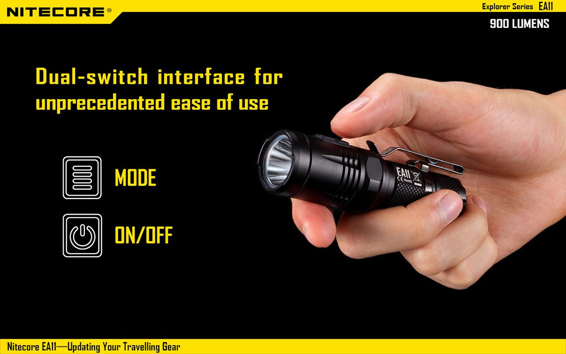 Światło S.O.S.: Tak | Maksymalny czas pracy (godz.): 12 | Zasięg wiązki światła (m): 190 | Waga bez baterii (g): 53 | Ładowarka w zestawie: Nie | Futerał: Tak | Wodoodporność: Tak | Kolor: Czarny | Baterie (kompatybilne): 1x AA | Długość całkowita (mm): 92 | Średnica głowicy (mm): 25 | Źródło światła: Dioda LED CREE XM-L2 U2 | Światło stroboskopowe: tak | Moc światła (L): 900 - LifeGun.pl Latarka Nitecore EA11 900 lumenów-10