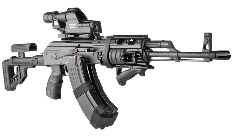 Wysokość (mm): 61 | Szerokość (mm): 34 | Długość całkowita (mm): 130 | Waga (g): 60 - LifeGun.pl Chwyt taktyczny do karabinu PTK FAB-3