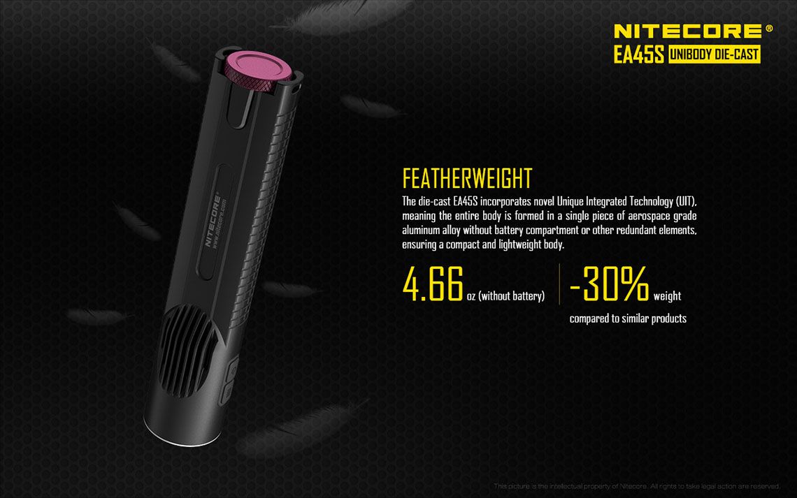 Światło S.O.S.: Tak | Maksymalny czas pracy (godz.): 416 | Zasięg wiązki światła (m): 402 | Waga bez baterii (g): 133 | Ładowarka w zestawie: Nie | Baterie w zestawie: Nie | Futerał: Tak | Wodoodporność: Tak | Kolor: Czarny | Baterie (kompatybilne): 4x AA | Długość całkowita (mm): 170 | Średnica głowicy (mm): 34 | Źródło światła: Dioda LED CREE XP-L HI V3 | Światło stroboskopowe: tak | Moc światła (L): 1000 - LifeGun.pl Latarka Nitecore LED Cree XP-L HI V3 EA45S 1000 lumenów-11