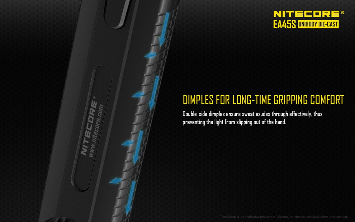 Światło S.O.S.: Tak | Maksymalny czas pracy (godz.): 416 | Zasięg wiązki światła (m): 402 | Waga bez baterii (g): 133 | Ładowarka w zestawie: Nie | Baterie w zestawie: Nie | Futerał: Tak | Wodoodporność: Tak | Kolor: Czarny | Baterie (kompatybilne): 4x AA | Długość całkowita (mm): 170 | Średnica głowicy (mm): 34 | Źródło światła: Dioda LED CREE XP-L HI V3 | Światło stroboskopowe: tak | Moc światła (L): 1000 - LifeGun.pl Latarka Nitecore LED Cree XP-L HI V3 EA45S 1000 lumenów-16