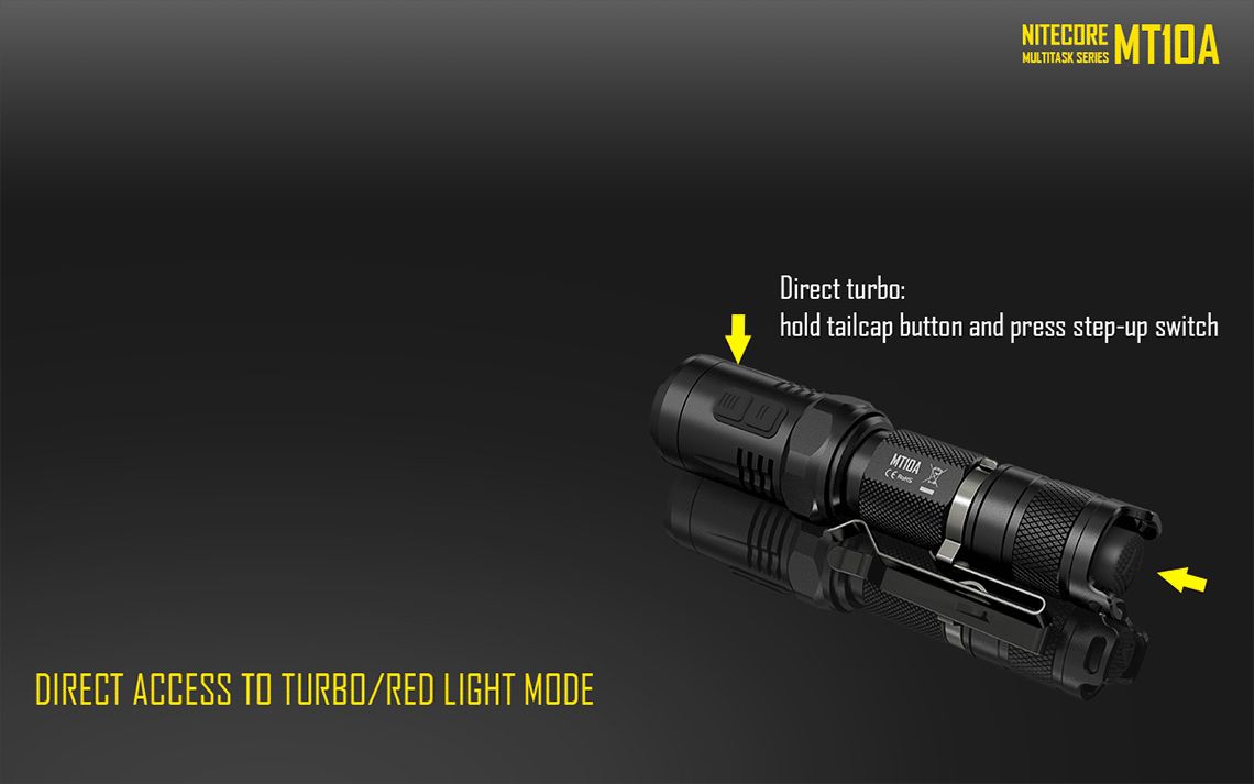 Latarka Nitecore MT10A 920 Lumenów Cechy: Dioda Cree XM-L2 U2 Maksymalna moc: 920 Lumenów Zasięg: do 170 metrów Zasilanie: 1x bateria AA (brak w zestawie) Tryby specjalne: lokalizator Beacon, SOS, Stroboskop Długość: 107,9 mm Średnica głowicy: 25,4 mm Waga: 60,7 g (bez baterii)  - LifeGun.pl Latarka Nitecore MT10A 920 Lumenów-8
