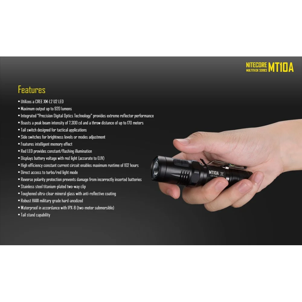 Latarka Nitecore MT10A 920 Lumenów 19 Latarka Nitecore MT10A 920 Lumenów