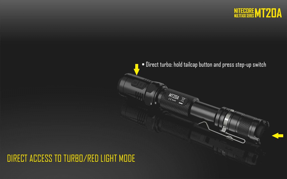 Latarka Nitecore MT20A 360 Lumenów CECHY: Dioda CREE XP-G2 R5 Maksymalna moc: 360 lumenów Zasięg: do 160 metrów Zasilanie: 2x bateria AA (brak w zestawie) Tryby specjalne: lokalizator Beacon, SOS, Stroboskop Długość: 156,9 mm Średnica głowicy: 25,4 mm Waga: 75 g (bez baterii) - LifeGun.pl Latarka Nitecore MT20A 360 Lumenów-7