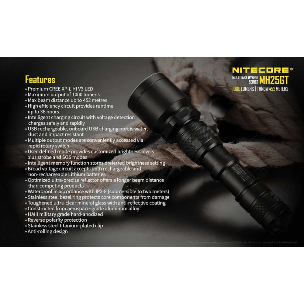 Latarka Nitecore MH25GT 1000 Lumenów 18 Latarka Nitecore MH25GT 1000 Lumenów