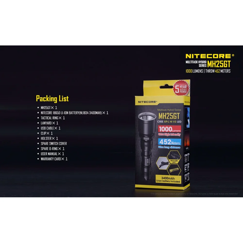 Latarka Nitecore MH25GT 1000 Lumenów 19 Latarka Nitecore MH25GT 1000 Lumenów