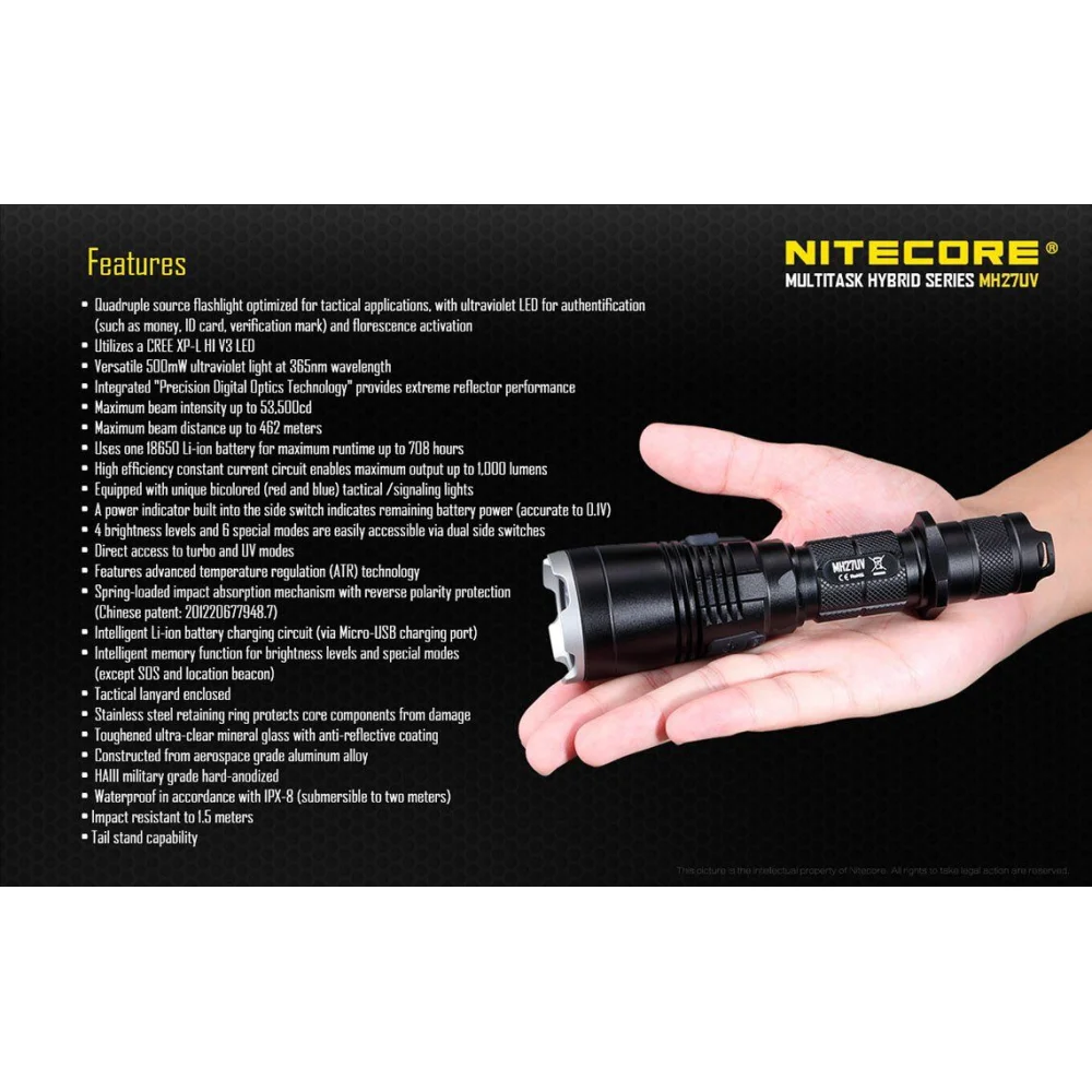 Latarka Nitecore MH27UV 1000 Lumenów 27 Latarka Nitecore MH27UV 1000 Lumenów