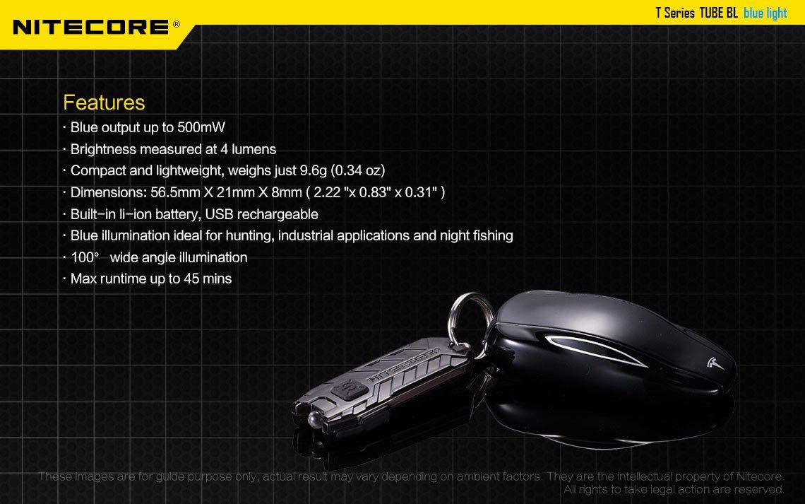 Latarka Nitecore TUBE-BL Blue Light (niebieskie światło) Kompaktowa latarka ze światłem niebieskim (podstawowym). Światło niebieskie doskonale sprawdzi się na polowaniu (widać ślady krwi) czy podczas nocnego łowienia ryb. CECHY: Moc: 4 lumeny Maksymalny czas pracy: 45 minut Wbudowany akumulator Li-ion Światło niebieskie (podstawowe) - doskonale sprawdzi się np.: na polowaniu Port USB do - LifeGun.pl Latarka Nitecore TUBE-BL Blue Light (niebieskie światło)-14
